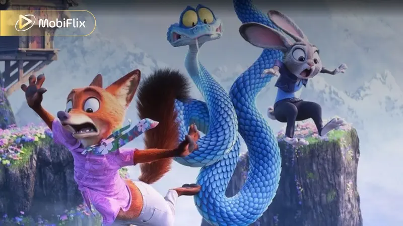 Nick, Judy, and their new friend Gary in Zootopia 2