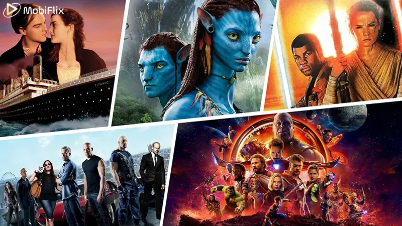 Collage of the Highest-Grossing and Best Science Fiction Movies of All Time