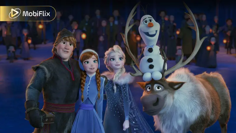 Elsa Uses Her Ice Powers in Her Palace as Anna Watches in Frozen