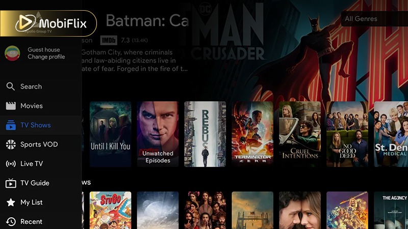 Apollo TV Library Menu and Content Categories
