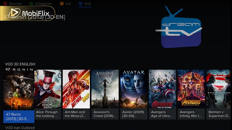 DreamTV App Interface Screenshot