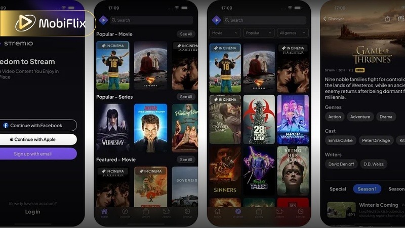 Stremio app running on iPhone using AltStore sideload method