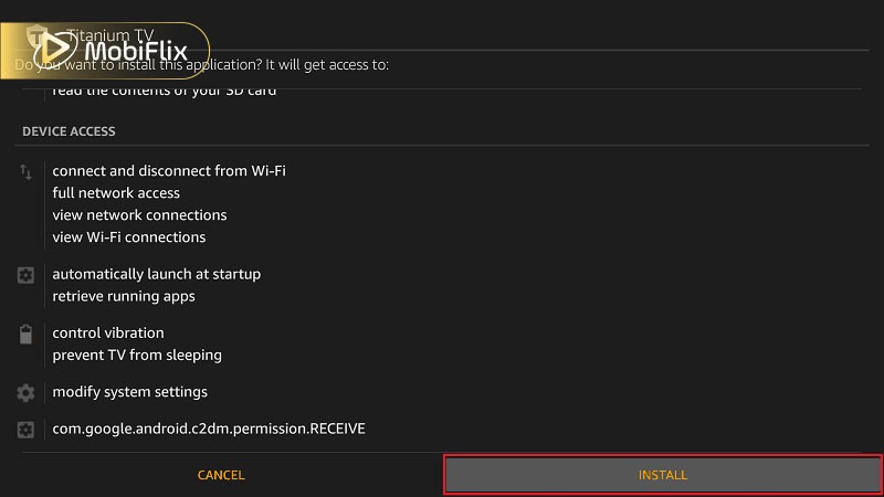 Titanium TV APK installation
