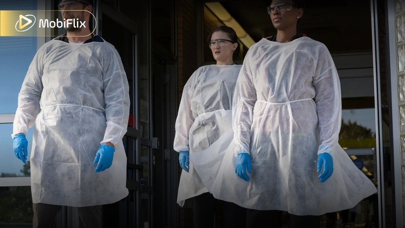 A quiet but intense moment in The Pitt Season 1, where doctors pause briefly before facing the next wave of high-pressure emergencies.